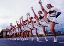 Cheerleader's symmetry and synchronicity. Please wait for image to load.