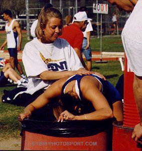 An amusing and telling photo of the drive & willpower of today's female athletes. Please wait for image to load.